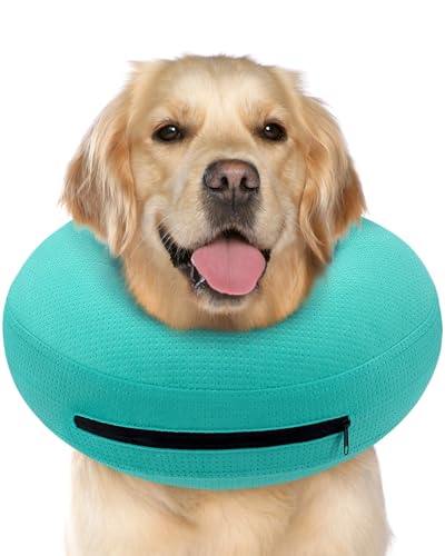 Image of Supet Inflatable Dog Cone Collar Alternative After Surgery, Pet Donut Collar Recovery ECollar to Stop Licking, Soft Dog Cone for Small Medium Large Dogs
