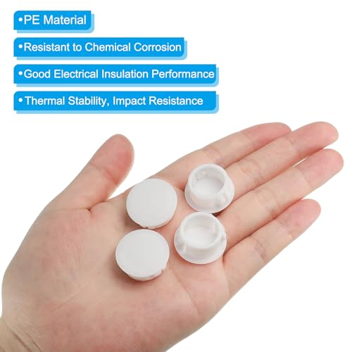 Image of PATIKIL 18mm (11 /16 inch) Plastic Hole Plugs, 30Pcs Flush Type Round Hole Plugs Cover Snap in Locking Hole Tube for Table Kitchen Cabinet Furniture, White