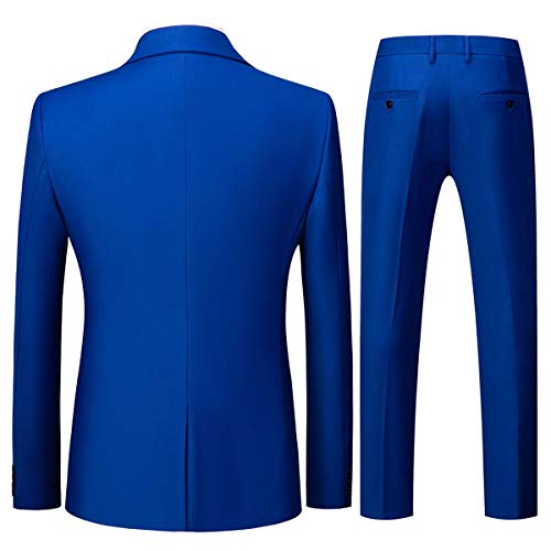 Allthemen Costume Homme Mariage 2 Pièces Slim Fit Smoking Costume Un Bouton Couleur Pure Formel Veste et Pantalon Homme Saphir XL - Image 3