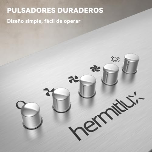 Miniatura 6 de Hermitlux Campana Extractora 52cm Encastrable, Extractor Cocina Flujo Aire 750m H, 68db, Iluminación Led, Filtro De Carbón, Acero Inoxidable