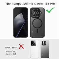 Cresee Hülle für Xiaomi 15T Pro, Magnetische Case Kompatibel mit Magsafe, Matte Transluzente Harte Rückseite + Weiche TPU Bumper Handyhülle mit Magnet Stoßfest Schutzhülle Cover, Schwarz – Ansicht 2