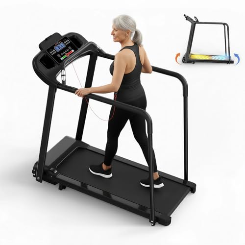 Image of Lastforever Walking Treadmill with Extended Handrails & Bidirectional Belt, 2.5HP Quiet Motor, 0.5-6 MPH, 310 lbs Capacity, Compact Treadmill for Home Seniors