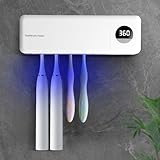 Auntyfey Sanitizeri Toothbrush Holder, Sanitizeri Toothbrush Cleaner, 2000mAh Rechargeable Cordless Wall Mounted Holders for Bathroom, 4 Slots &...