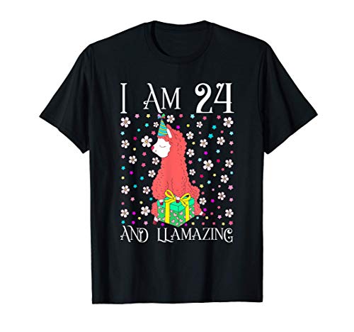 I'm 24 Llamazing Alpaca Gift Girl Llama Happy 24th Birthday Camiseta