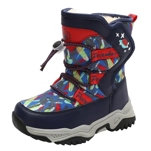 IWIHMIV Girls Winter Boots Kids Mid Calf Boot Outdoor Boys Thickened Warm Comfortable Non Slip Winter Booties