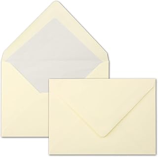 NEUSER PAPIER 75 Enveloppes Crème DIN C5 Ligné 90 g par m² 16,2 x 22,9 cm Joint humide avec rabat pointu Enveloppes de haute qualité par Gustav Neuser