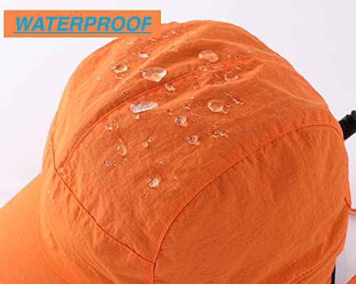 Bonnet d'hiver imperméable homme doublé polaire avec cache-oreilles orange - 3