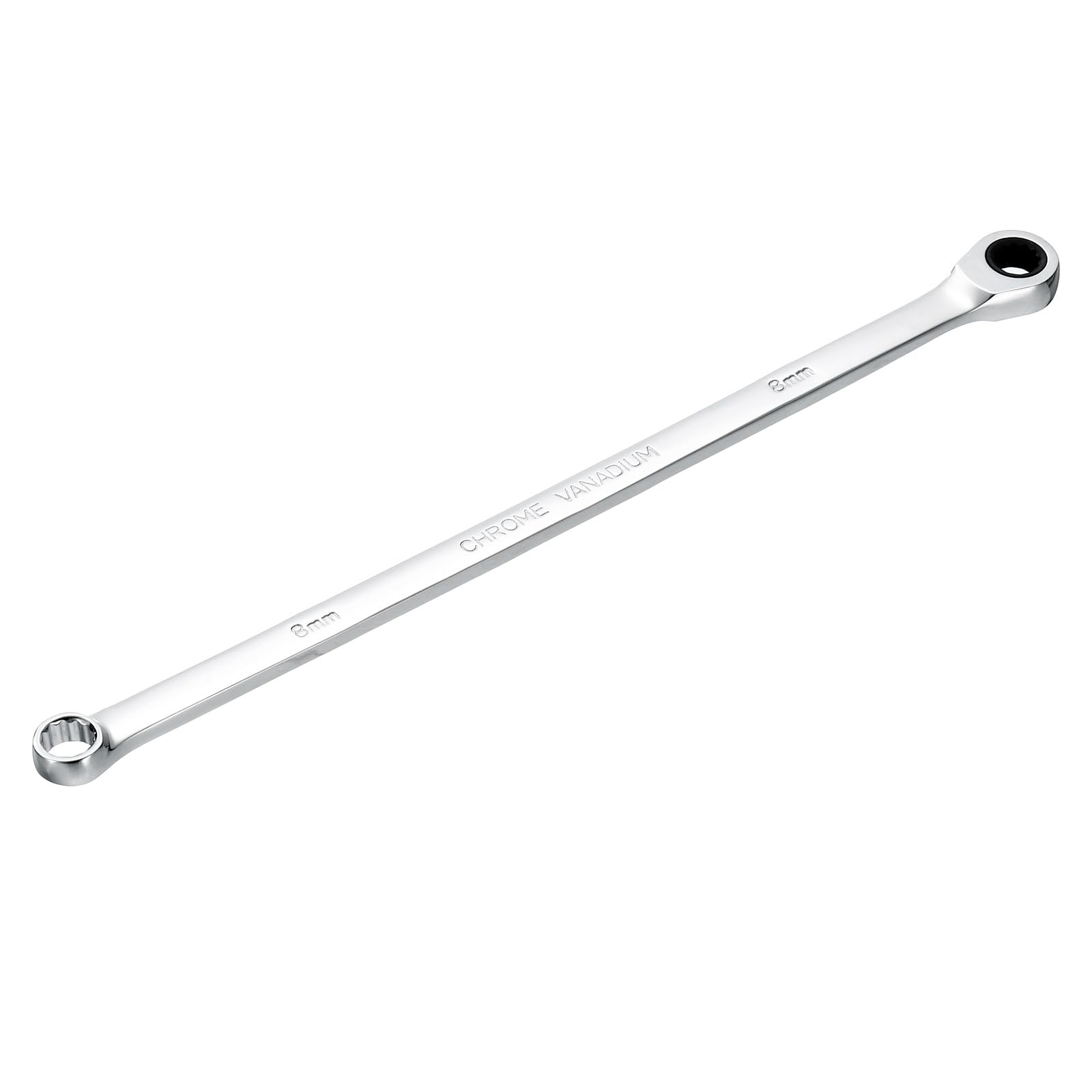 sourcing map Metric Double Box End Ratcheting Wrench, 8mm Extra Long 72 Teeth Chrome Vanadium Steel Ratchet Wrench for Automotive Furniture Machinery Repair