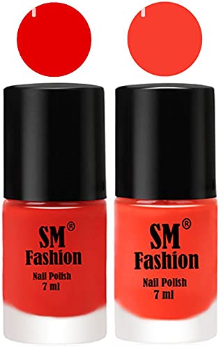 Image of Long Lasting Nail Polish | Nail Paint Combo 7 ml Each) - Set of 2 Fire Orange-Light Orange