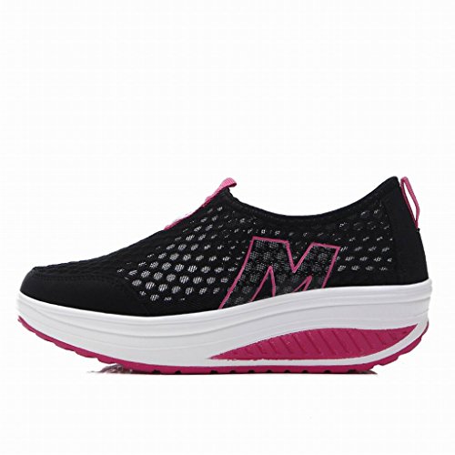 L Loubit Women Sneakers Comfort Slip On Wedges Shoes Breathable Mesh Walking Shoes For Women 3308 Black 39 #TOP1