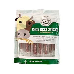 Mission Meats Kids Mini Beef Sticks – 100% Grass Fed Beef Sticks, Toddler Snacks, Healthy Snacks for Kids, Kids Meat Sticks, Paleo, Nut Free, Gluten Free Snacks, Non-GMO, 0.5oz (Original, Pack of 24)