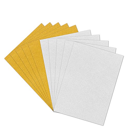 rosenice 10 Blätter Glitter Bastelpapier Bunte Tonpapier für DIY Scrapbooking Handwerk (Golden und Silber)