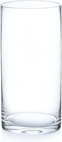 Jarrón cilíndrico de vidrio transparente de 4 x 8 pulgadas, jarrones de flores transparentes, florero flotante para velas de huracán, florero de