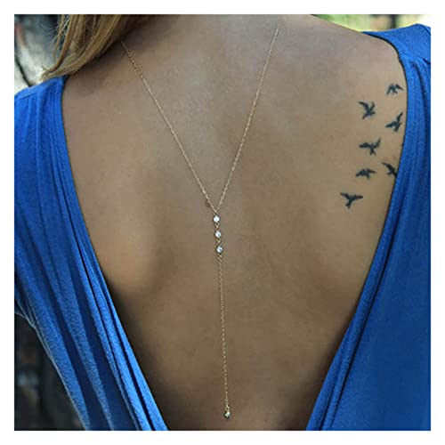 Inilbran Boho Rhinestone telón de fondo collar largo cristal espalda collar oro Rhinestone espalda cadena collar Vintage Cz cuerpo cadena collares verano cuerpo joyería para mujeres y niñas
