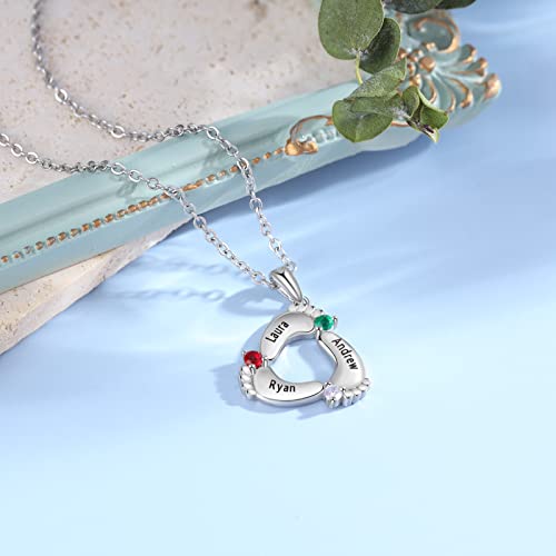 Personalized Mothers Name Necklace with Heart Birthstone Necklace for Women Custom Mom Necklace for Mother's Day2