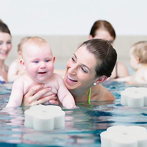 Image of Boao 16 Pcs Oil Absorbing Sponge for Hot Tub Pool,Flower,Creamy White | Floating Scum Absorber, Swimming Pool Spa Use, Removes Body Oils Lotions Sunscreen, Reusable Sponges, Fun Flower Shapes