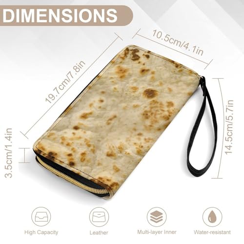 Burritos Giant Tortilla Neutral Leather Wallet with Scratch Resistant Strap for Easy Carrying2