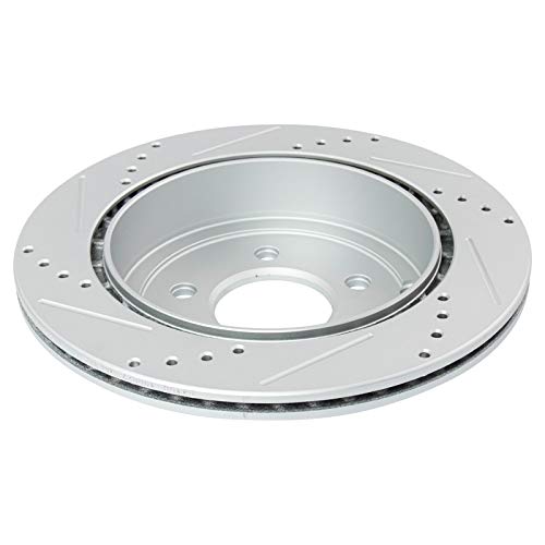 Image of TRQ Performance Rear Brake Pad and Rotor Set Ceramic G Coated Drilled | For 2007-2010 Ford Edge 2007-2010 Lincoln MKX