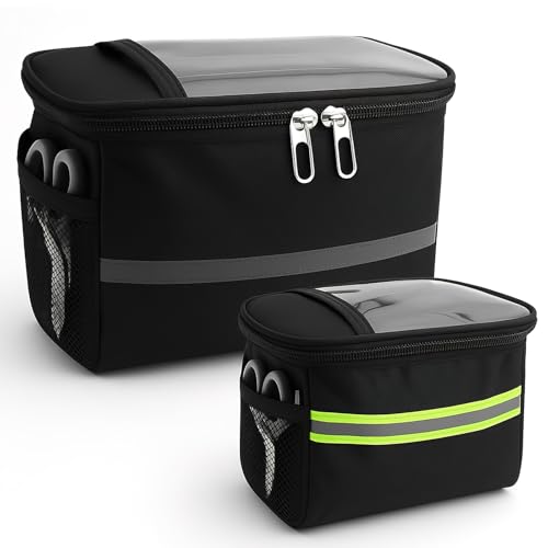 ZMDMAH Borsa manubrio bici impermeabile – Borsa anteriore capiente con finestra touch in TPU, inserti riflettenti e tasche laterali – Compatibile con MTB, bici elettrica e da corsa