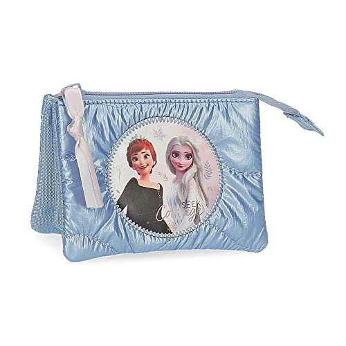 Disney Frozen Seek Courage Monedero Tres Compartimentos Azul 14x10x5 cms Poliéster