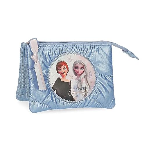 Disney Frozen Seek Courage Monedero Tres Compartimentos Azul 14x10x5 cms Poliéster