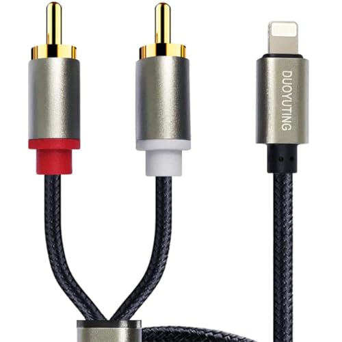 DUOYUTING Cavo audio RCA, da telefono iOS a 2 maschio RCA stereo, adattatore a Y per iPhone/Sound Box/amplificatore/Home Theater, ecc. (1 m)