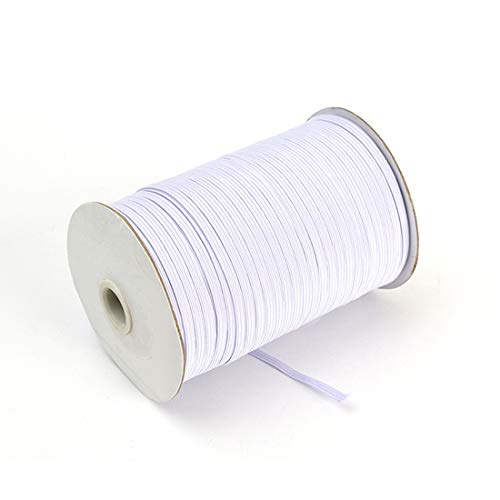 NIYPS Elastique Couture 3mm, 146 Mètres Bande Elastique Corde Blanc Haute Elasticite Tricot Extensible Bobine Fil Elastique Couture Cordon pour Bricolage Couture Artisanat Elastique Tissage