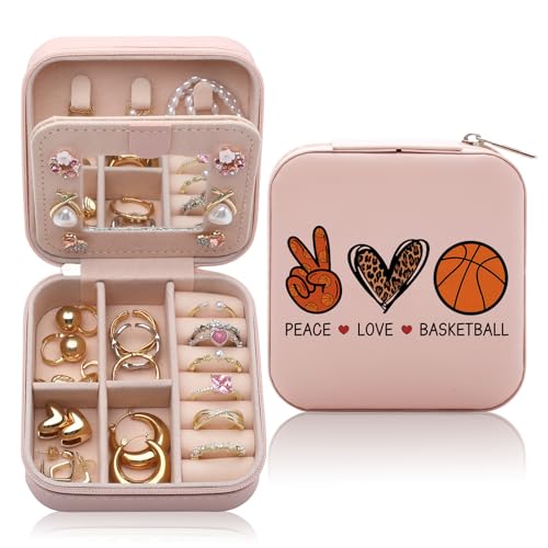 CEASQVAA Basketball Gifts for Women, Jewelry Box Gifts for Basketball Players Friends, Women Basketballs Team Gifts Travel Jewelry Case Organizer