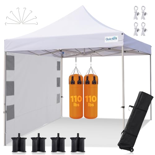 Quictent 10x10 Heavy Duty Pop Up Canopy Tent- Easy up Outdoor Commercial Canopies, Waterproof, 11ft Interior Height, Easy Setup, Includes Sand Weight Bags and Wheeled Carry Bag