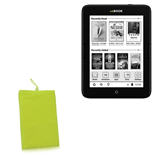 BoxWave Case Compatible with inkBOOK Obsidian - Velvet Pouch, Soft Velour Fabric Bag Sleeve with Drawstring - Olive Green