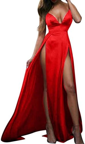 Boomboom Women V Neck Side Split Sleeve Evening Gown Long Dresses