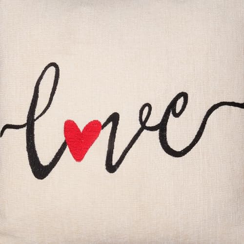 Image of Encasa XO Embroidered Chenille Cushion Cover of Size 40x40 cm Love - Natural | Soft Decorative Throw Pillow Cover for Sofa & Bed | Romantic Valentine Day Gift for Girlfriend, Wife, Husband, Boyfriend