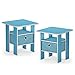 Furinno 2-Pack Bin Drawer Andrey Chevet end Table avec Tiroir, Set de 2, Bois, Bleu Clair/Bleu Clair