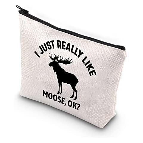 PLITI Moose Makeup Bag Moose Lover Gift I Just Really Like Moose OK Funny Moose Themed Gift Moose Gifts for Moose Lover(Really Like mooseU) Cover