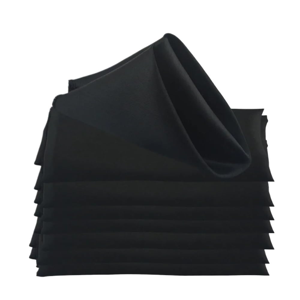 30pcs Satin Square 30cm Napkins Handkerchief Table Dinner Napkin For Wedding Party Decoration Birthday Christmas Cloth Tea Towel(Black)