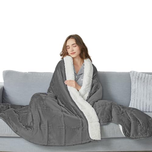 Image of yescool Weighted Blanket for Adults (15 lbs, 48 inch x 72 inch, Light Gray) Heavy Blanket for Sleeping Perfect for 140-160 lbs, Twin Size Breathable Blanket with Premium Glass Bead, Machine Washable