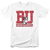 Boston University Official Distressed Primary Unisex Adult T-Shirt, White, Large