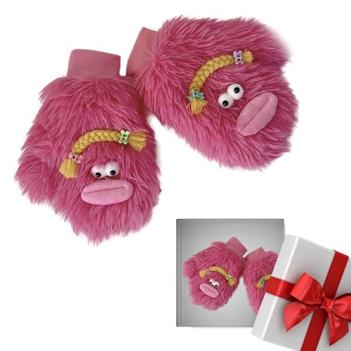 Tsuchiya fluffiga vantar för kvinnor | vintertecknade fuzzy vantar – snygga och söta vinterartiklar för utomhusbruk, hemma och på resor. und skola