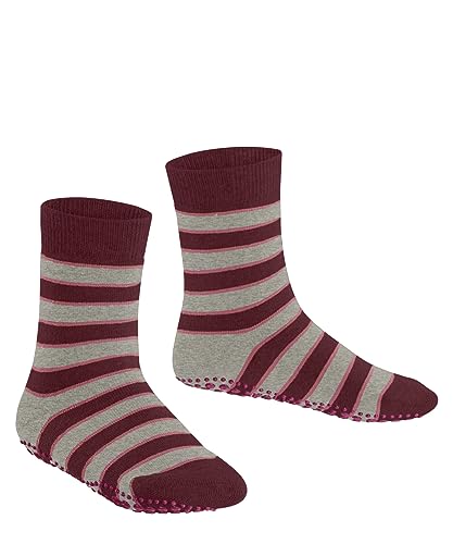 FALKE Unisex Children's Socks Simple Stripes Durable Cotton House Socks Breathable Striped Stud Print Non-Slip On The Sole 1 Pair of Slippers Socks, Red (Ruby 8830), 19-22, Red (Ruby 8830), 19-223