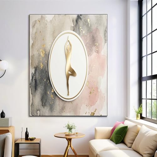 Póster de pared yoga 60x80cm, cuadros modernos sin marco estilo mármol acuarela