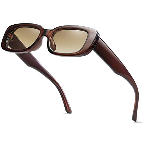 Image of Vintage Rectangle Sunglasses for Women Men 90s Fashion Narrow Square Frame Eyewear UV400 Protection