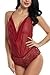 Avidlove Women Sexy Lingerie Teddy One Piece Lace Halter Babydoll Bodysuit Wine Red XXL