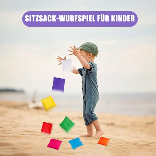 EXTRAPINS 32 Stück Cornhole Säckchen,7 x7 cm Wurfsäckchen für Cornhole Spiel,Nylon Sitzsäcke Werfen,Cornhole Bean Bags Wurfspiel für Kinder Indoor Outdoor Spiele(8 Farben)