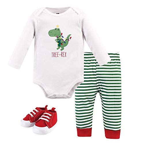 Image of Hudson Baby Unisex Baby Cotton Bodysuit, Pant and Shoe Set