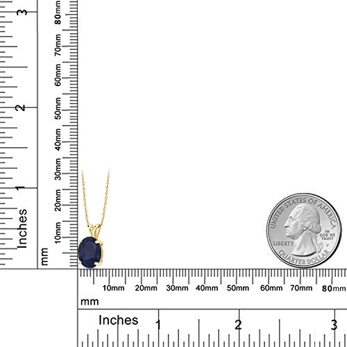 Gem Stone King 14K Yellow Gold Blue Sapphire Pendant Necklace For Women (3.00 Cttw, Gemstone Birthstone, Oval 10X8Mm, With 18 Inch Chain) #TOP1