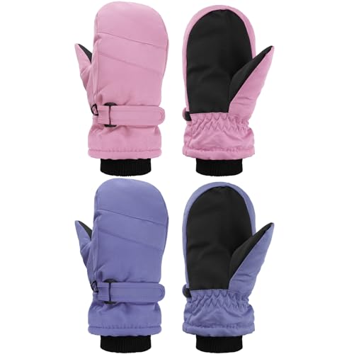 SATINIOR 2 Pairs Kids Snow Mittens Waterproof Winter Ski Gloves W...