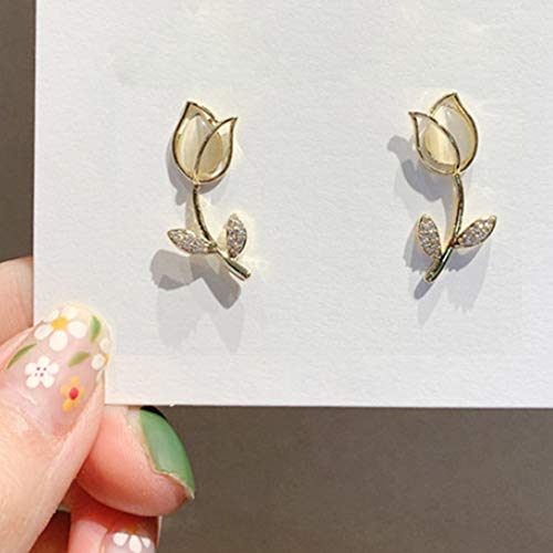 JENPECH 1 Par De Brincos De Orelha Para Mulheres Meninas Requintado Pétala De Rosa Folha Pedra Preci