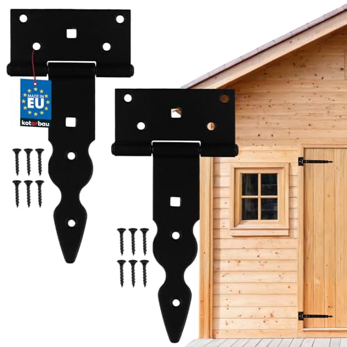 KOTARBAU® Lot de 2 charnières en T décoratives à bande de meuble avec revêtement thermolaqué noir 150 mm