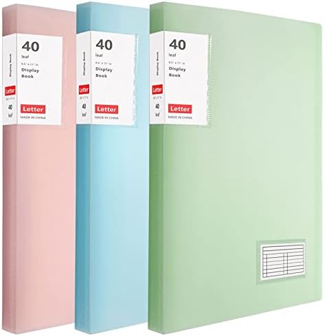 Binder with Plastic Sleeves 8.5x11" 3 Pack , 40-Pocket Bound Presentation Book with Sheet Protectors , Displays 80 Letter Size Pages for 8.5x11 inch Paper ,Portfolio Binder Folder with Clear Sleeves
