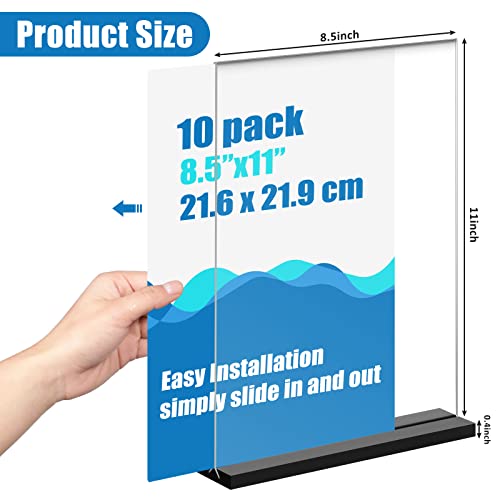 10 Pack Acrylic Sign Holder 8.5 X 11 Plastic Sign Holder Double Sided Clear Acrylic Sign T Shaped Sign Stand Vertical Paper Stand Thick Bottomed Acrylic Frame Business And Store Sign Holders #TOP1